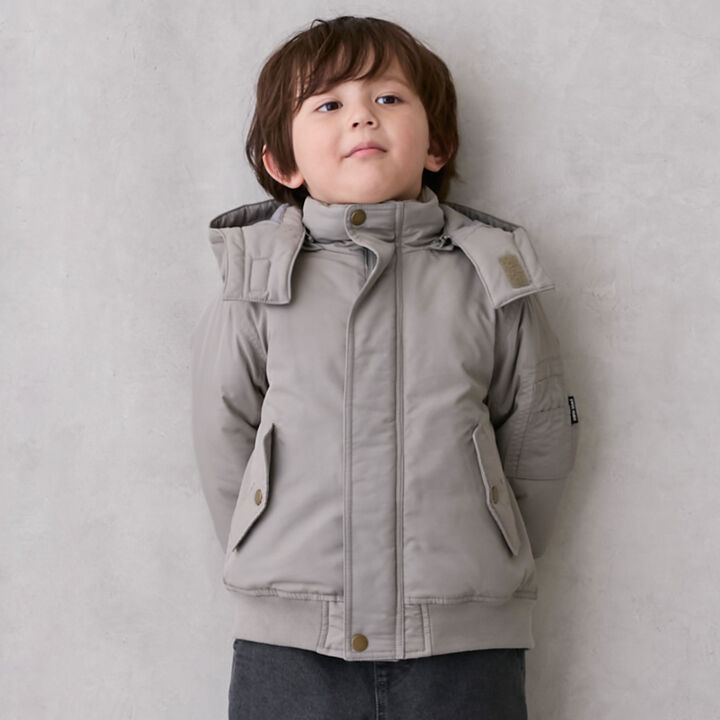 Washable MA1 Style Removable Hood Jacket,Khaki, medium image number 0