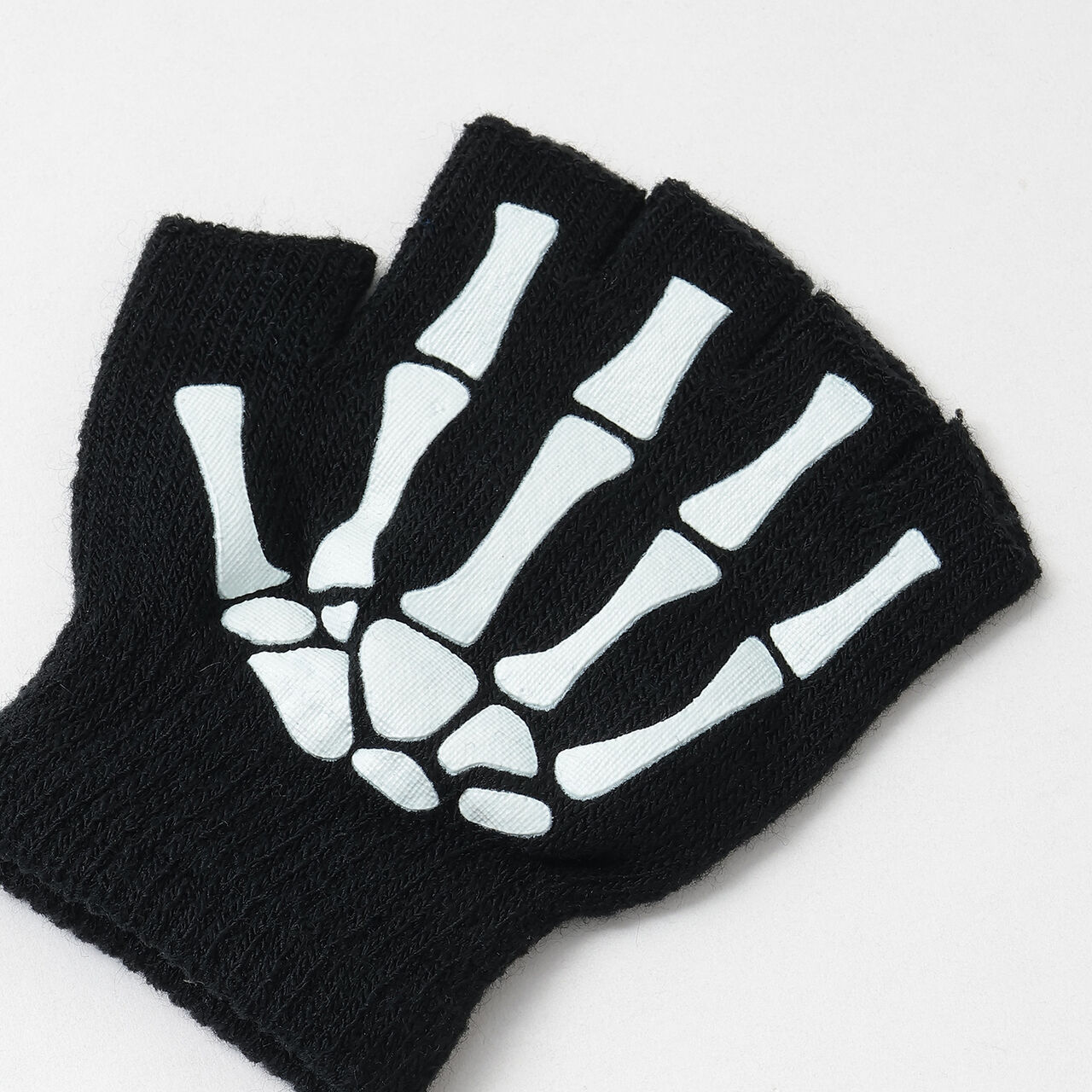 [Halloween] Glow-in-the-Dark Bone Gloves,Black, large image number 1