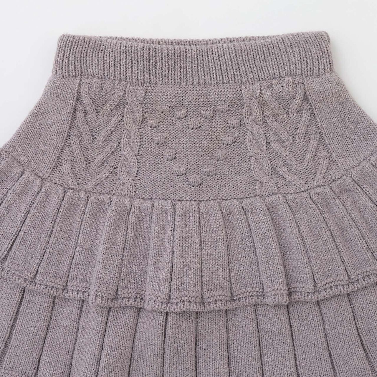 [Safe/Inner Shorts Included] Washable Tiered Knit Skirt,Greige, large image number 14