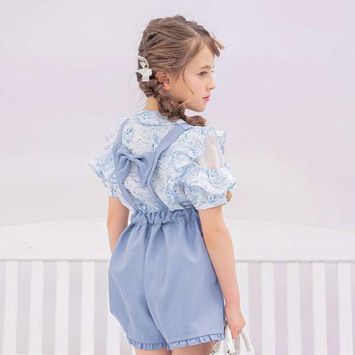 Frill Bow Tie Blouse,Blue, medium image number 5