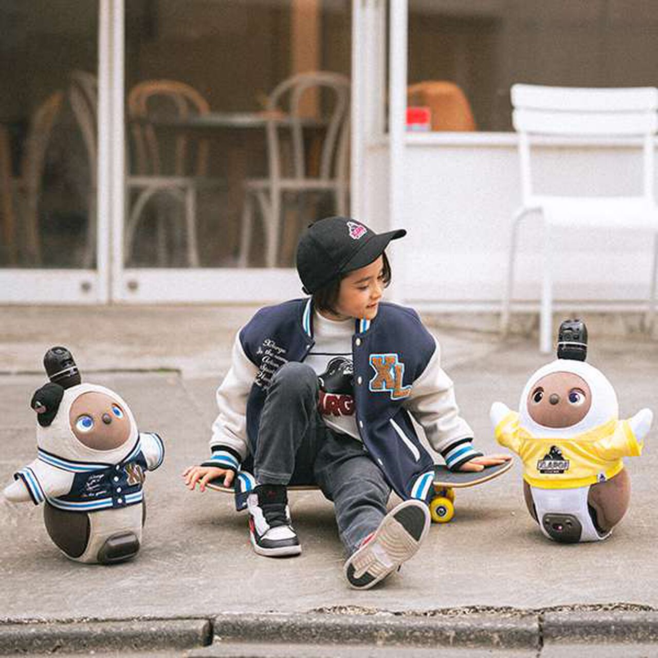 XLARGE KIDS × LOVOT Varsity Jacket & Cap Set,Navy, large image number 1