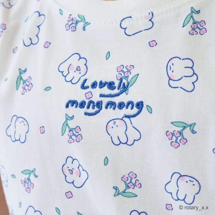 100% Cotton Lovely Monmon Quick-Dry UV Puff Sleeve All-Over Print T-Shirt,Yellow green, medium image number 15