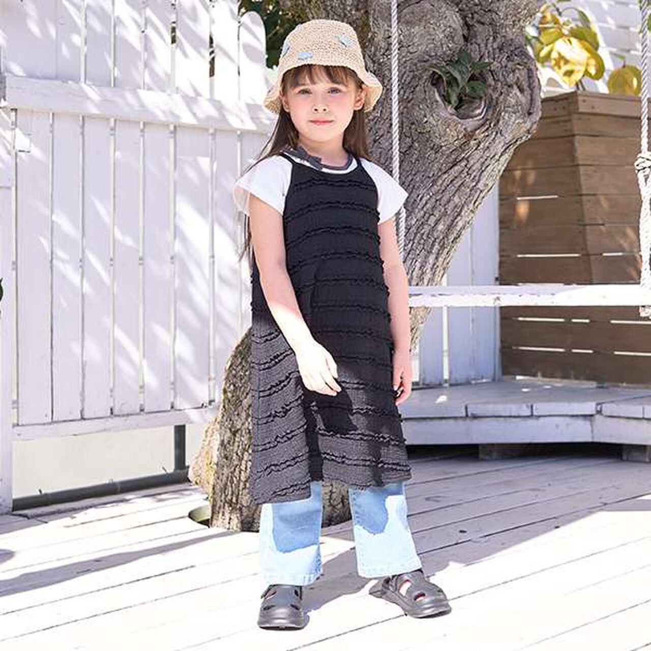 Frill Knit Lace Camisole One-Piece Dress,Ivory, large image number 12