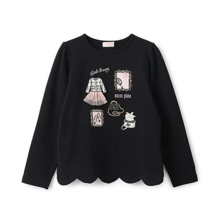 Frame Scalloped Hem Long Sleeve T-Shirt,Lavender, medium image number 10