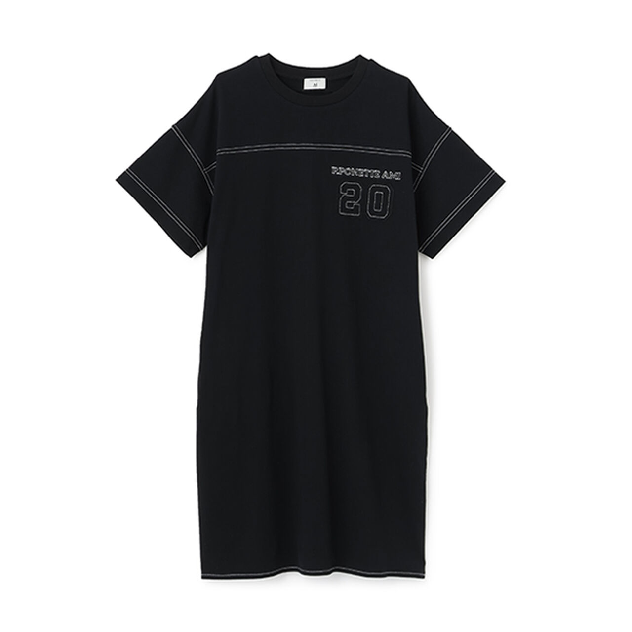 [AMI] Stitch Design T One-Piece Dress,Black, large image number 0