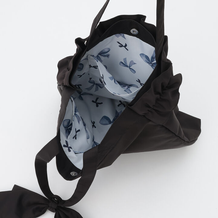 [B4 Compatible] Shoulder Ribbon Frill Tote,Black, medium image number 15