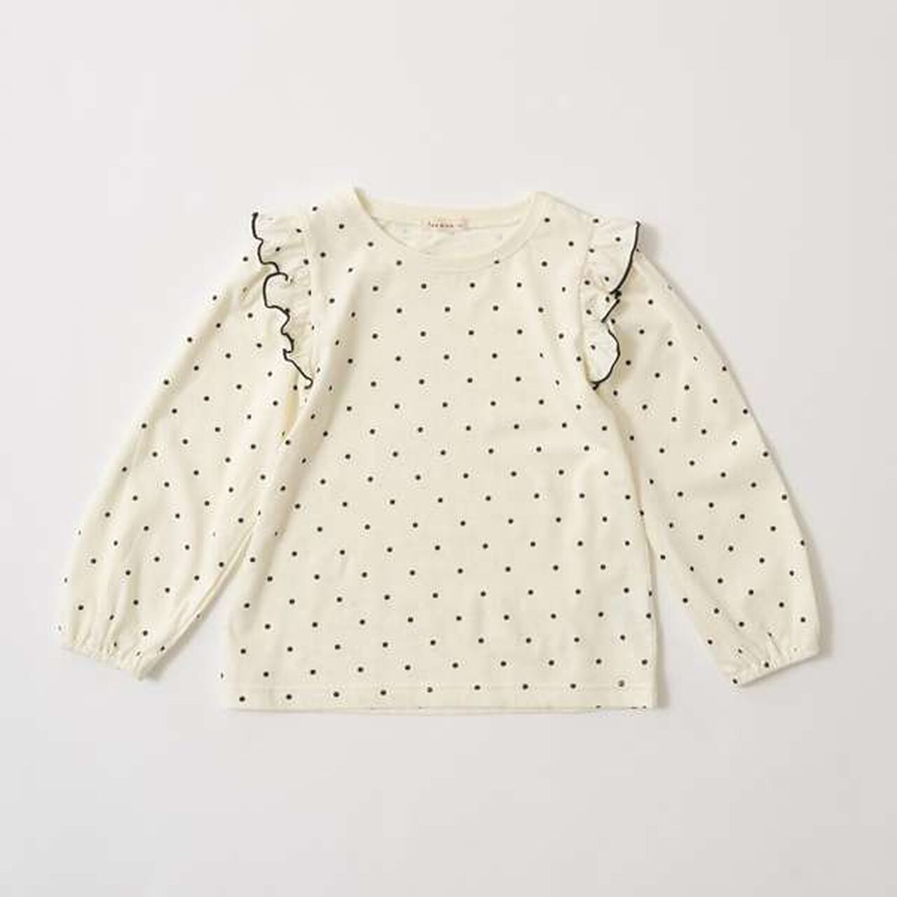 Non-Deforming Frill Sleeve Patterned T-Shirt,Navy, large image number 7