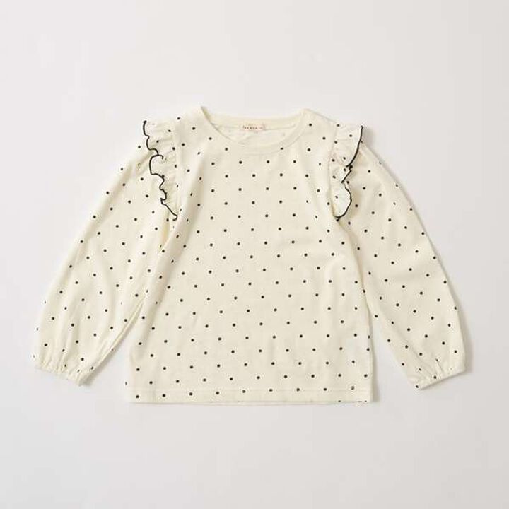 Non-Deforming Frill Sleeve Patterned T-Shirt,Navy, medium image number 7