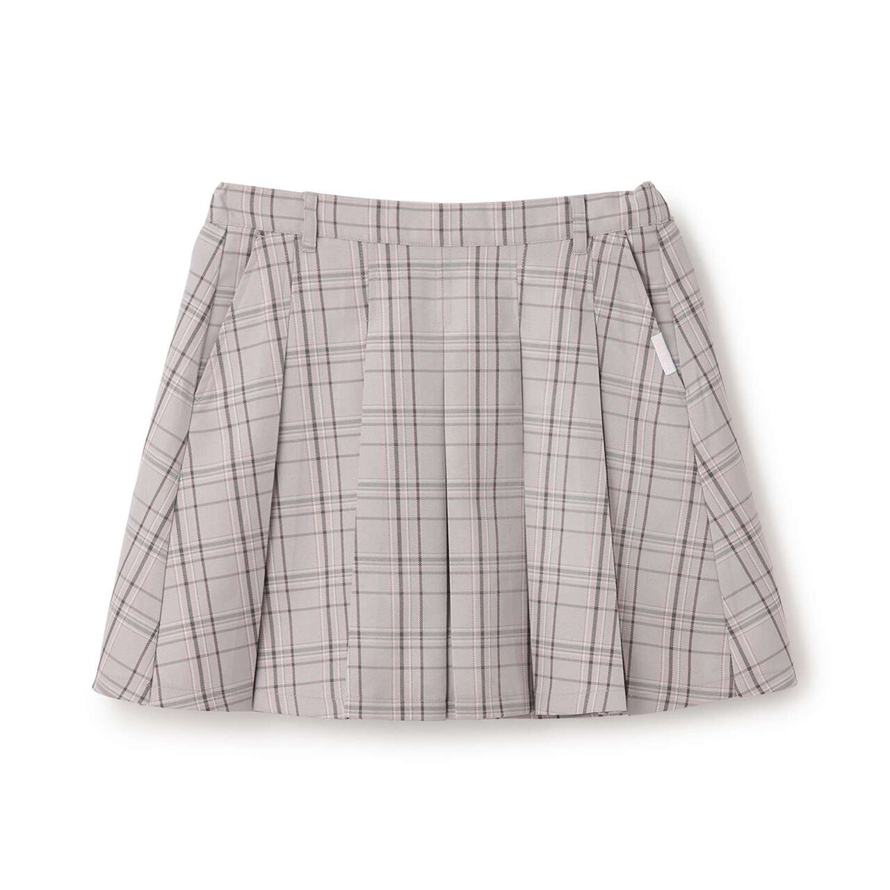 Checkered Front Pleated Skirt,Light beige, large image number 12