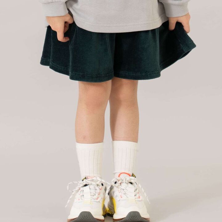 Gathered Cut Corduroy Skirt with Shorts,Deep green, medium image number 0