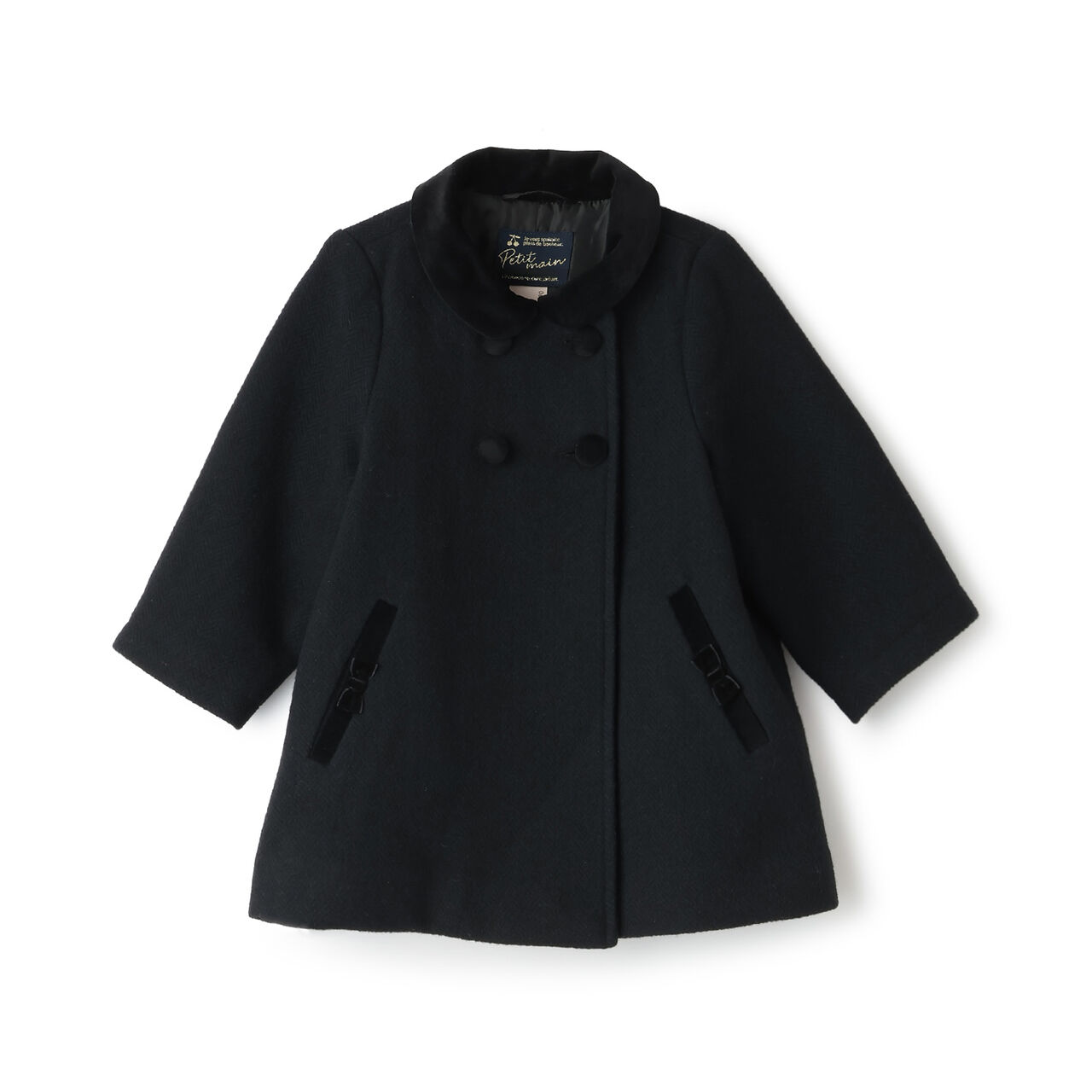 [Link/Washable] Double-Breasted Coat,Navy, large image number 7