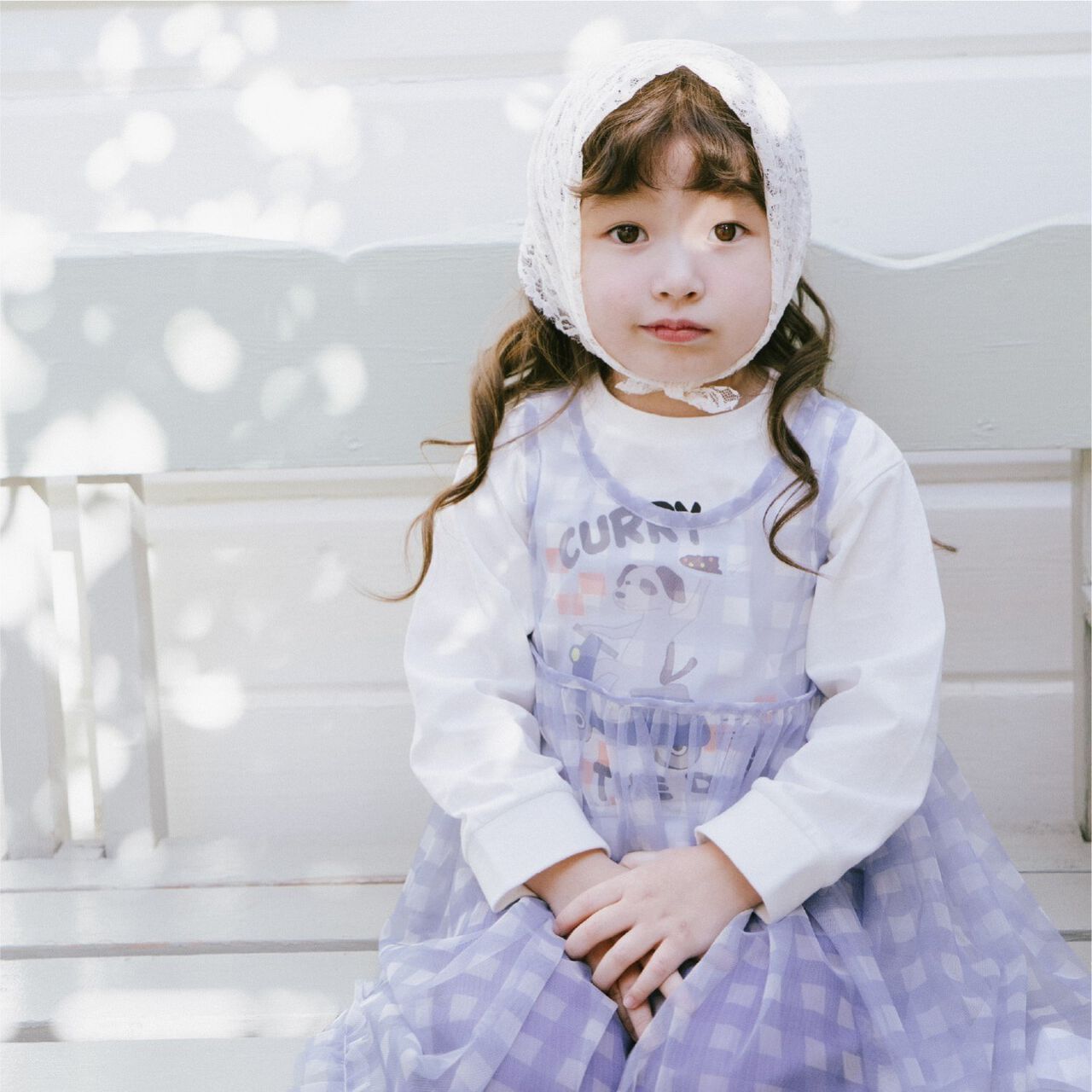 Chiffon Checkered One-Piece Dress,Lavender, large image number 4