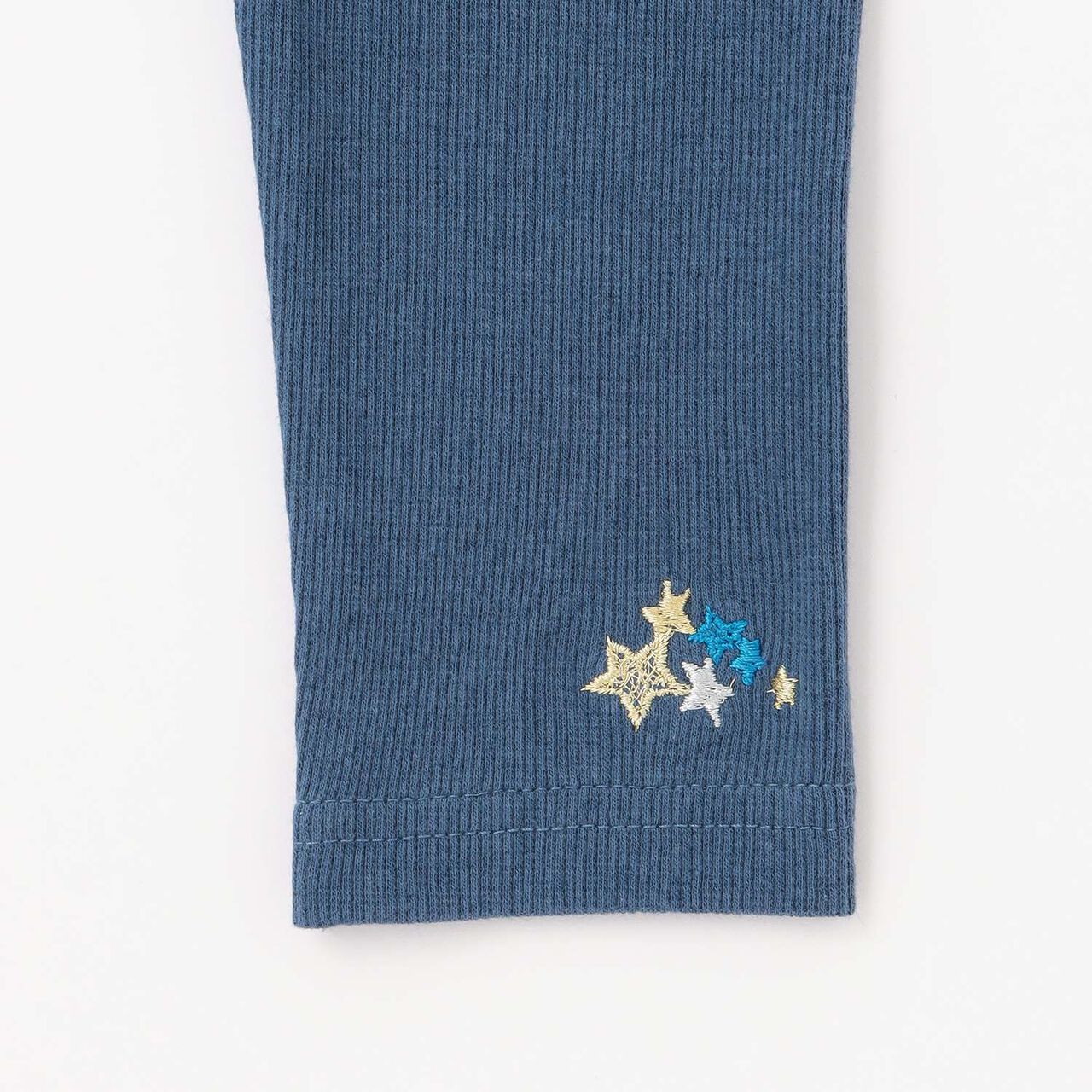 Star Embroidered Ribbed Leggings,Blue, large image number 3