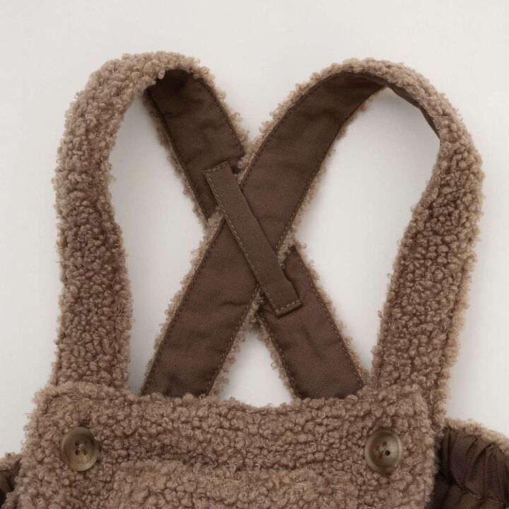 [D Bruna] Collared Romper + Boa Fabric Salopette Set,Off white, medium image number 17