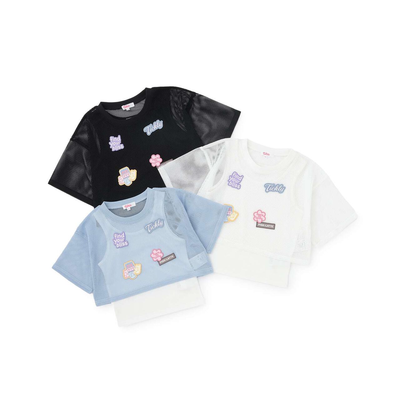 [Cool Touch Inner Only] Patch Mesh Short-Sleeve T-Shirt & Tank Set,Black, large image number 9