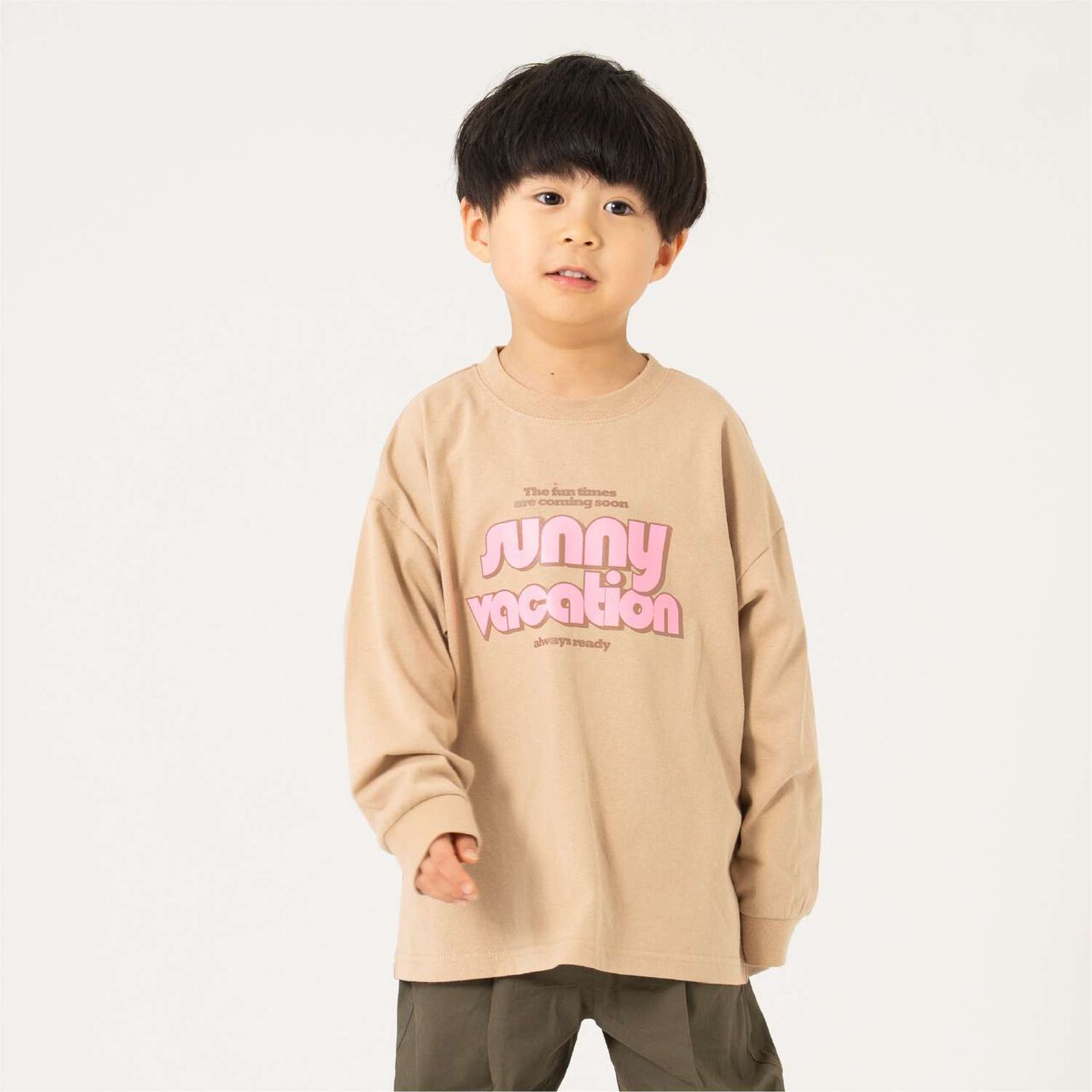 [Parent-Child Matching] [100% Cotton] [365D] Street Logo Long Sleeve T-Shirt,Cinnamon, large image number 1