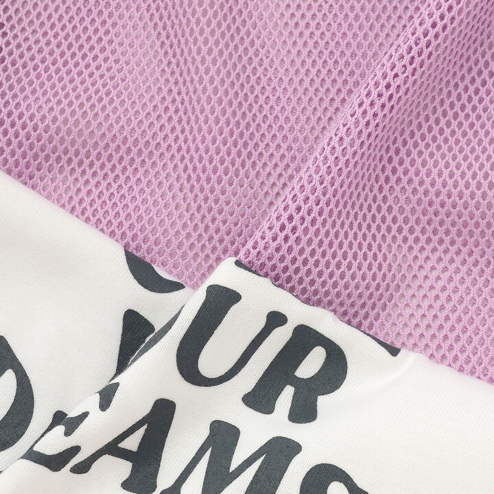 [Inner Lining Included] Mesh Drawstring Short Sleeve T-Shirt,Lavender, medium image number 26
