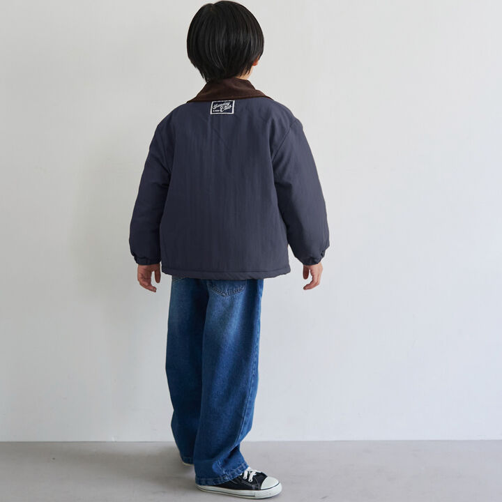 燈芯絨領夾棉外套,黑色, medium image number 3