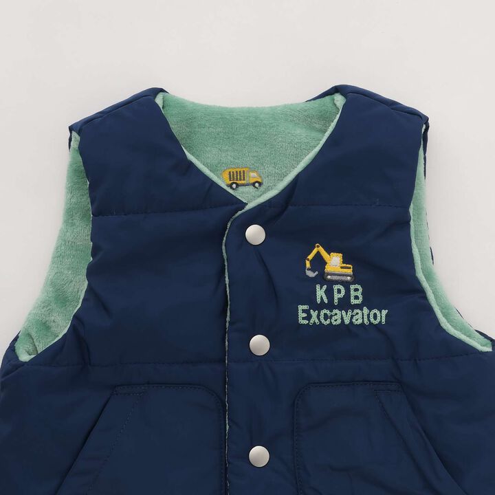 [Reversible] Taffeta &times; Boa Vest,Navy, medium image number 5