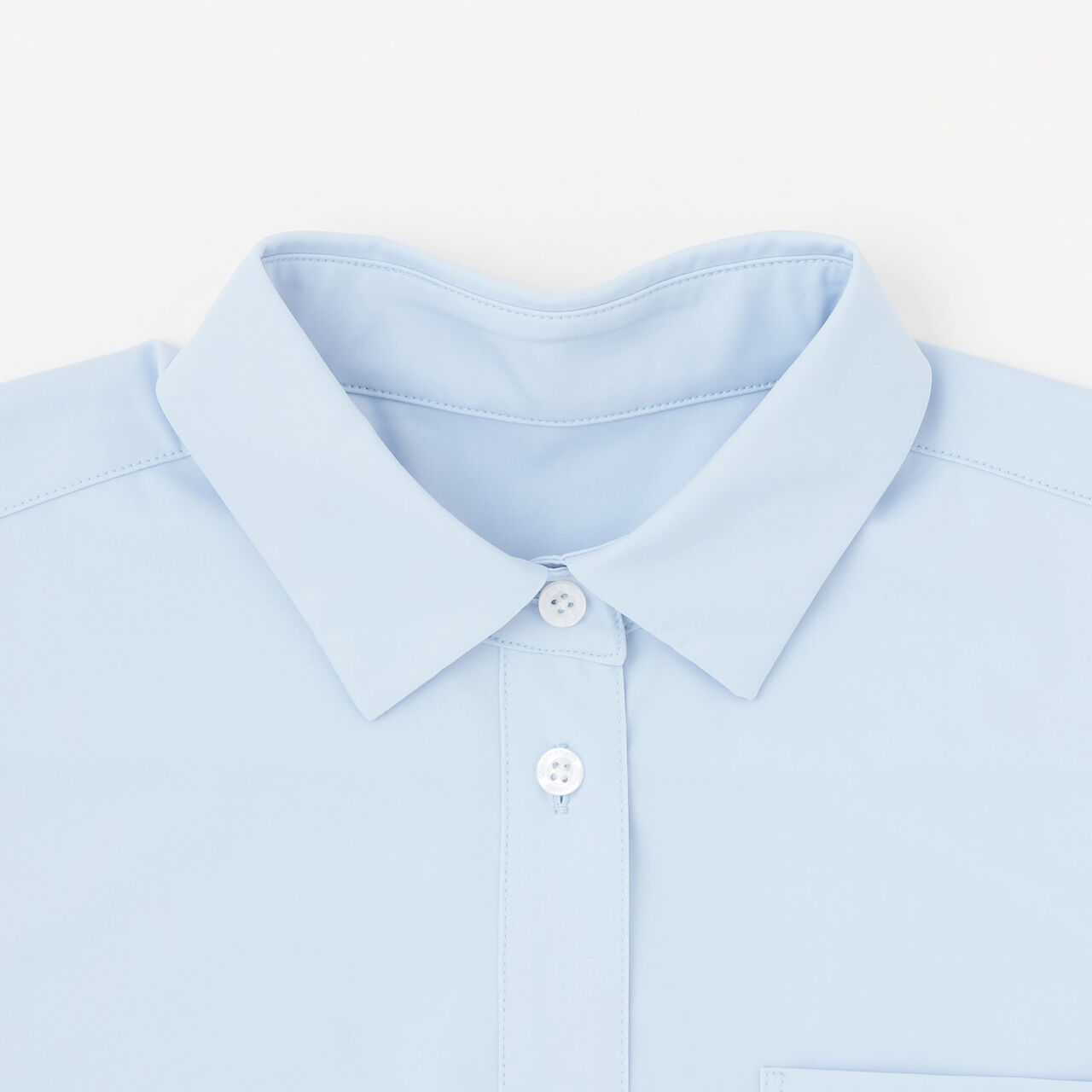 [UV Protection] Pointed Collar Short-Sleeve Cut and Sew Shirt,White, large image number 2