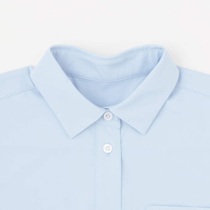 [UV Protection] Pointed Collar Short-Sleeve Cut and Sew Shirt,White, medium image number 2