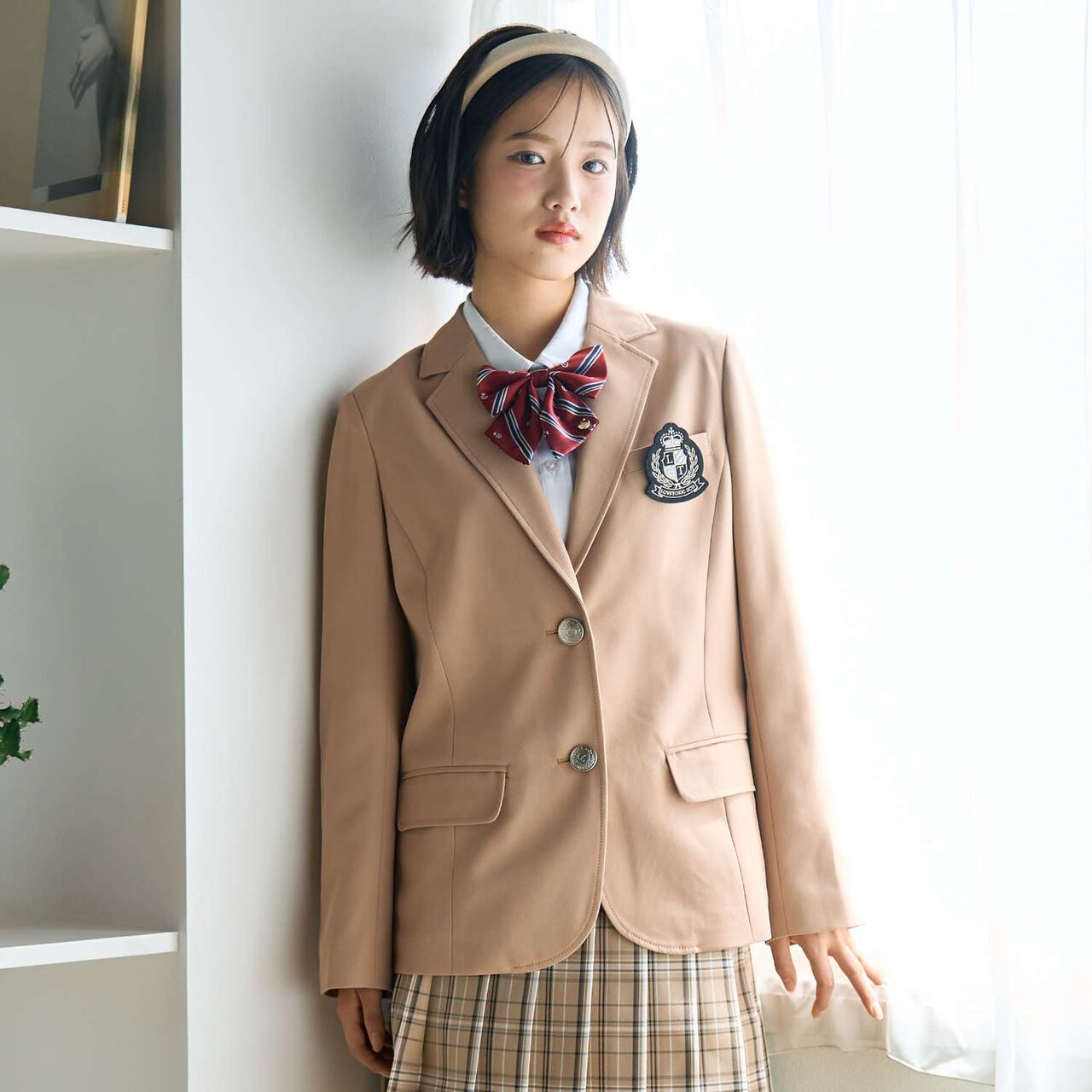 [Graduation Attire] Emblem Tailored Jacket,Beige, large image number 0