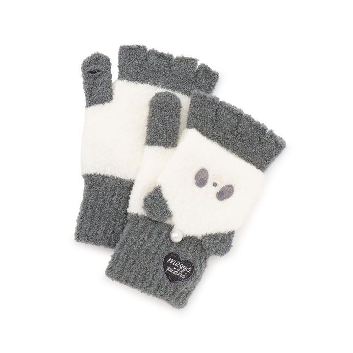 Animal Face Marshmallow Knit Gloves,, medium