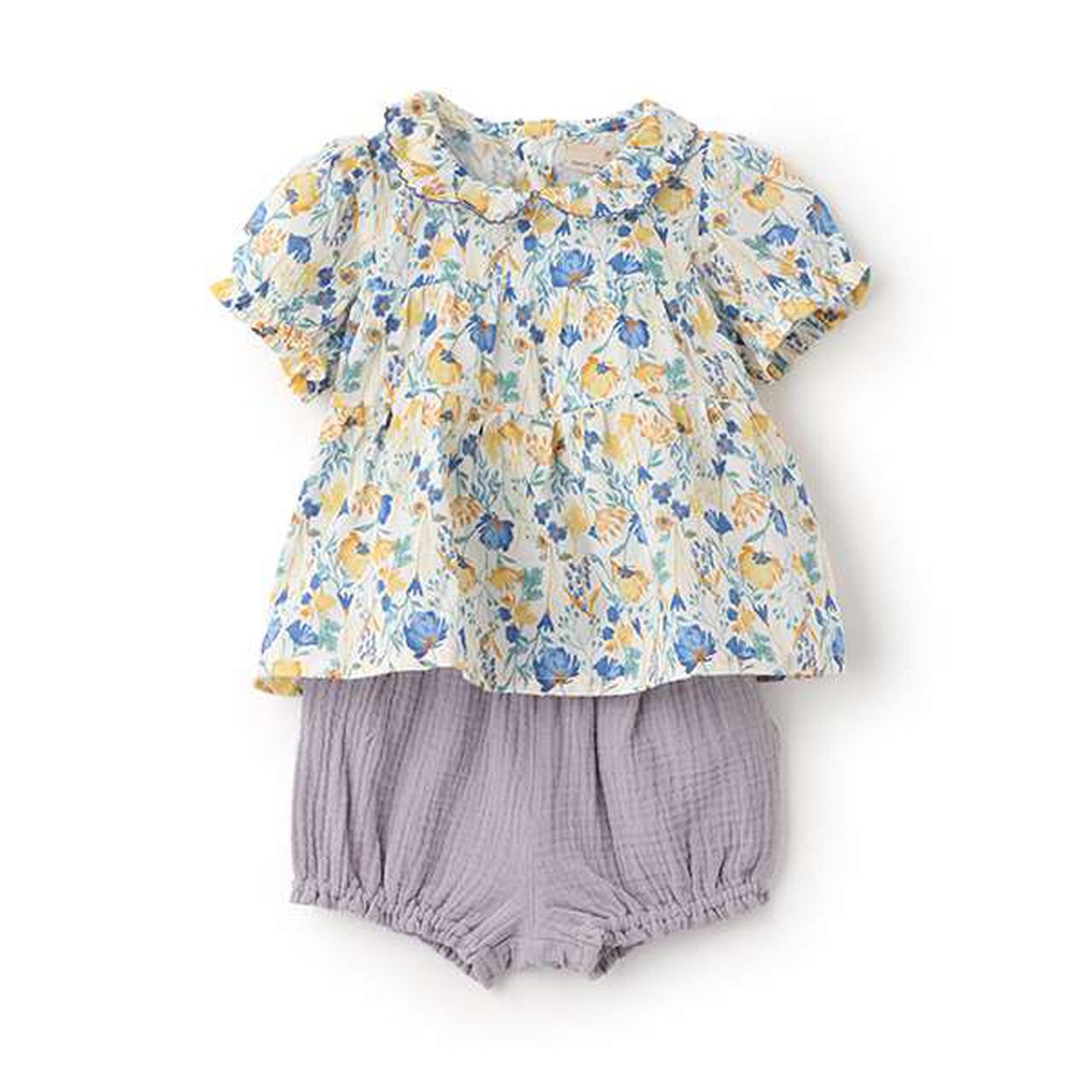 Floral Tunic Pants Set,Blue, large image number 7