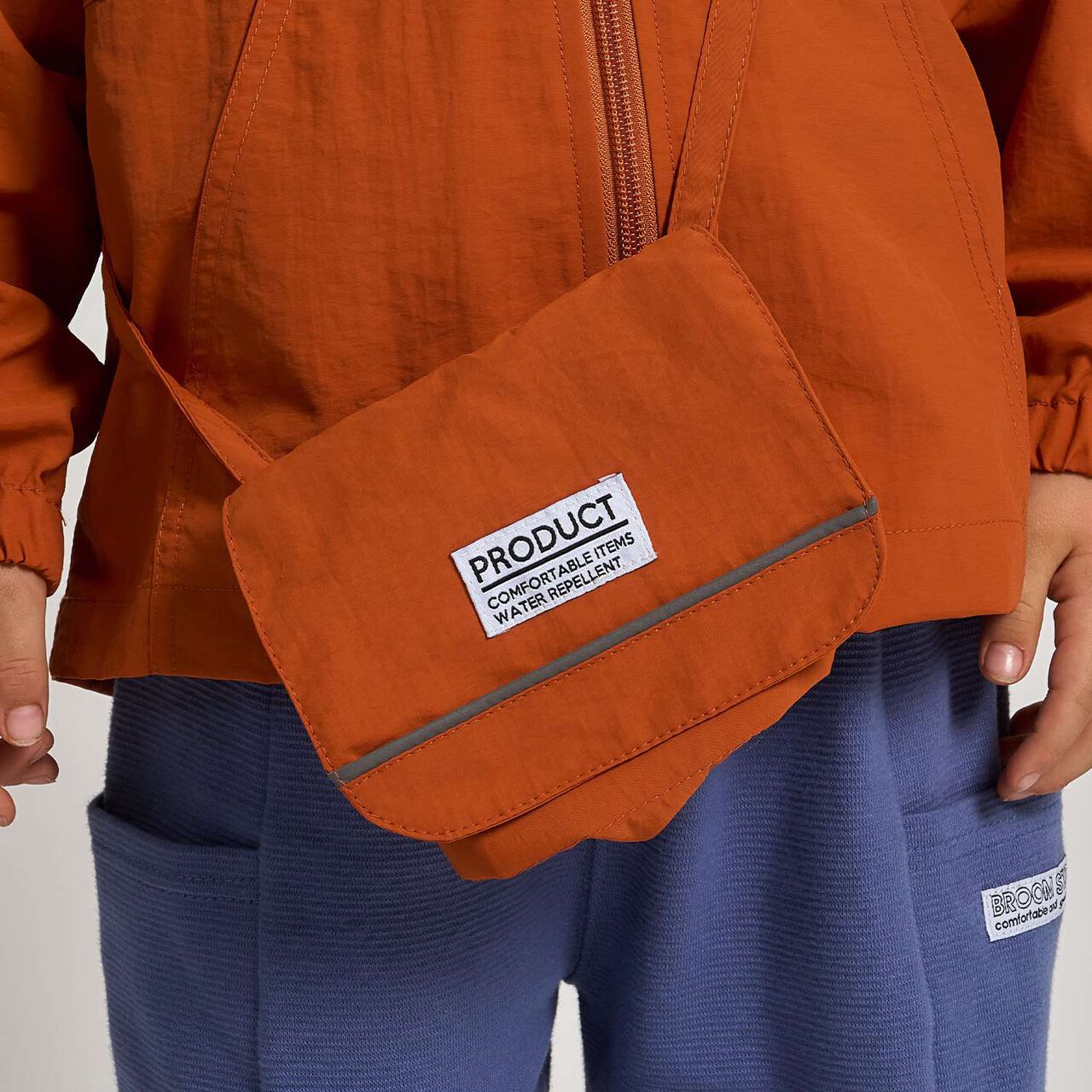 [School-Ready] [Water-Repellent, Anti-Stain, Durable, UV] Detachable Pocket (with Reflective Sheet),Dark orange, large image number 0