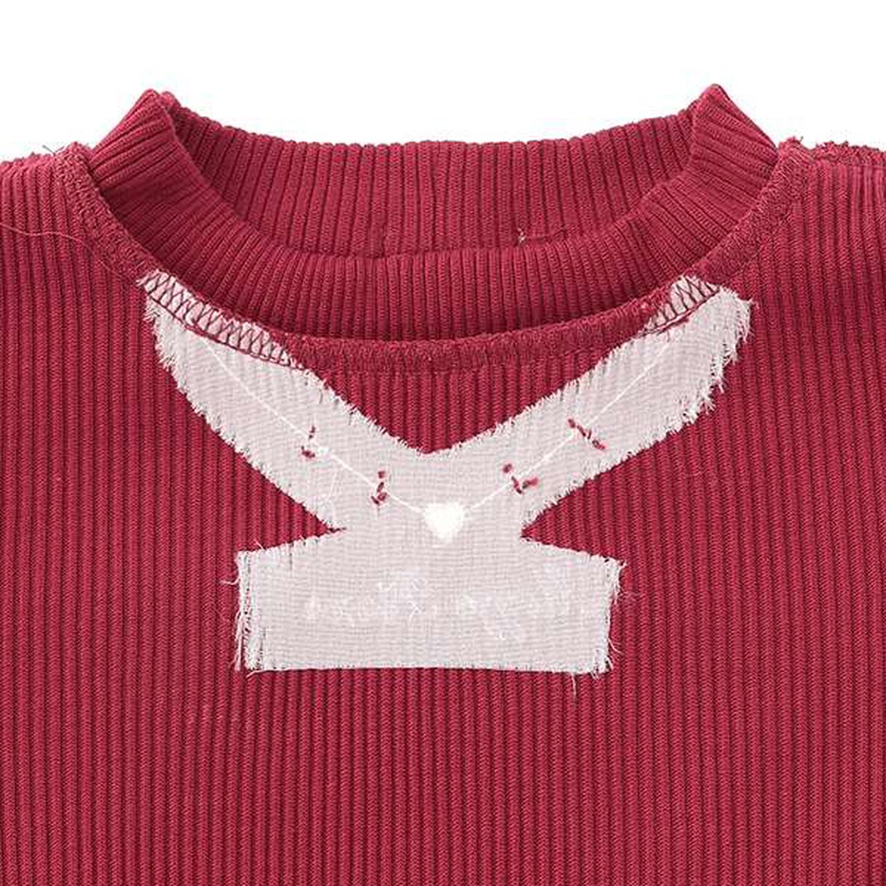 Necklace & Embroidered Ribbed Long-Sleeve T-Shirt,Off white, large image number 14