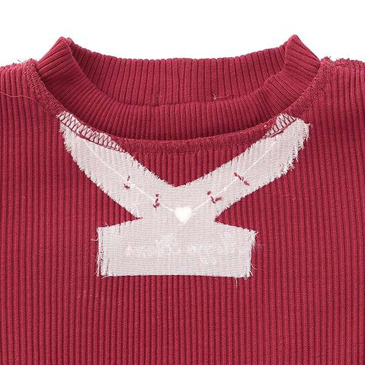 Necklace & Embroidered Ribbed Long-Sleeve T-Shirt,Off white, medium image number 14