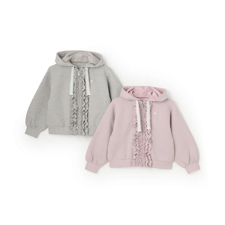 Lame Cardboard Frill Zip Parka,Pink, medium image number 10