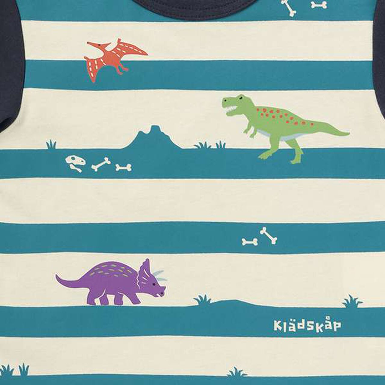 Dinosaur Stripe Pattern Long-Sleeve T-Shirt,Top gray, large image number 3