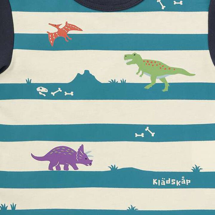 Dinosaur Stripe Pattern Long-Sleeve T-Shirt,Top gray, medium image number 3