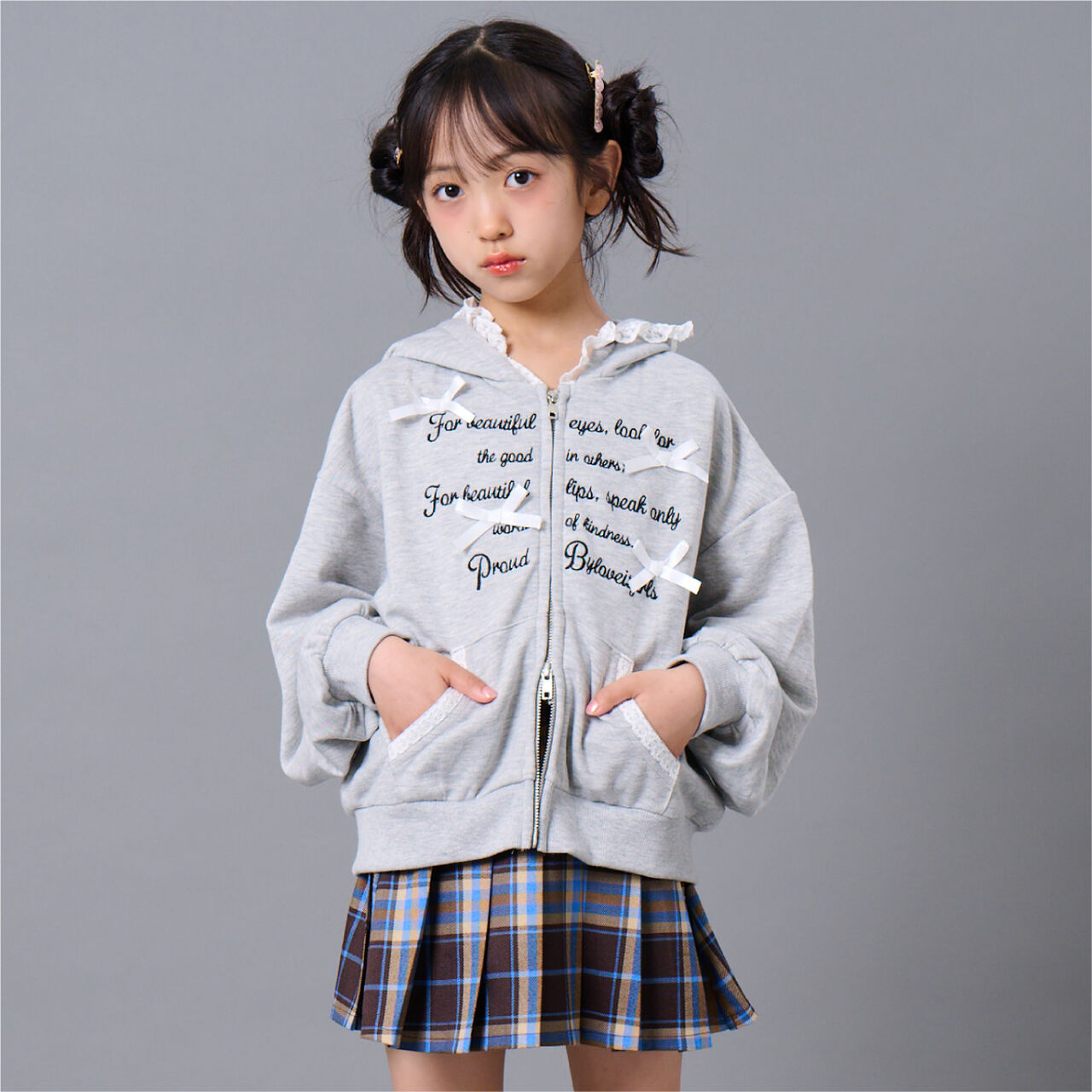 Lace Point Hoodie,Medium gray, large image number 0