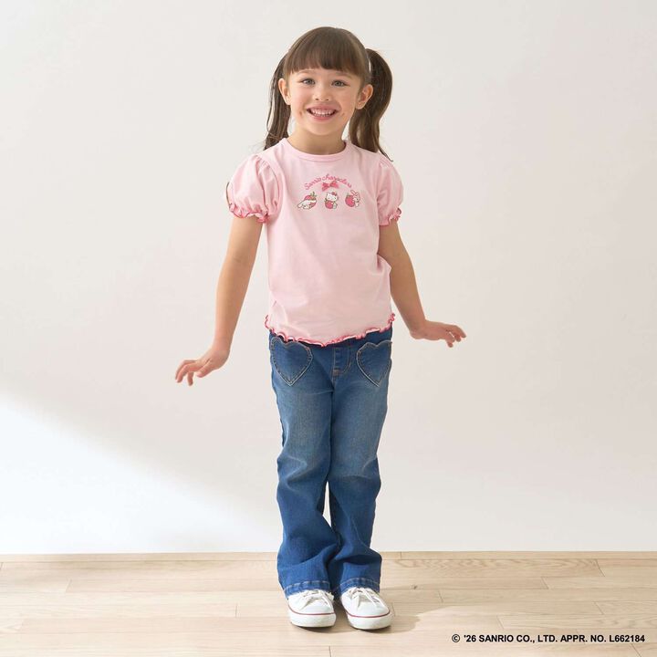 Beautiful Silhouette Stretch Heart Pocket Flare Denim Pants,Blue, medium image number 15