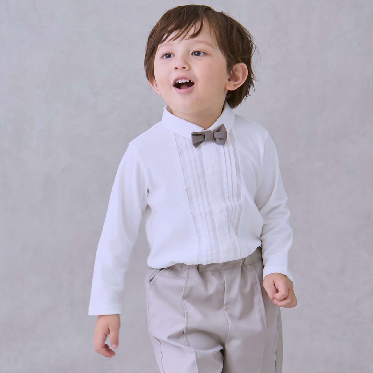 Semi-Formal Bow Tie Cut and Sew Shirt,Off white, large image number 2