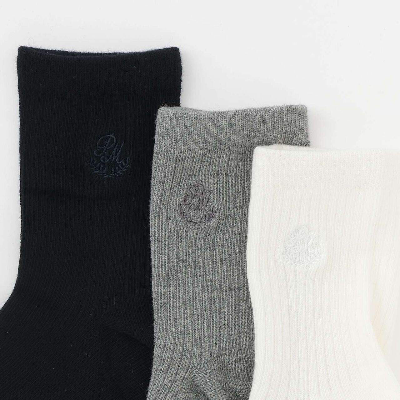 Embroidered Crew Socks,Navy, large image number 1