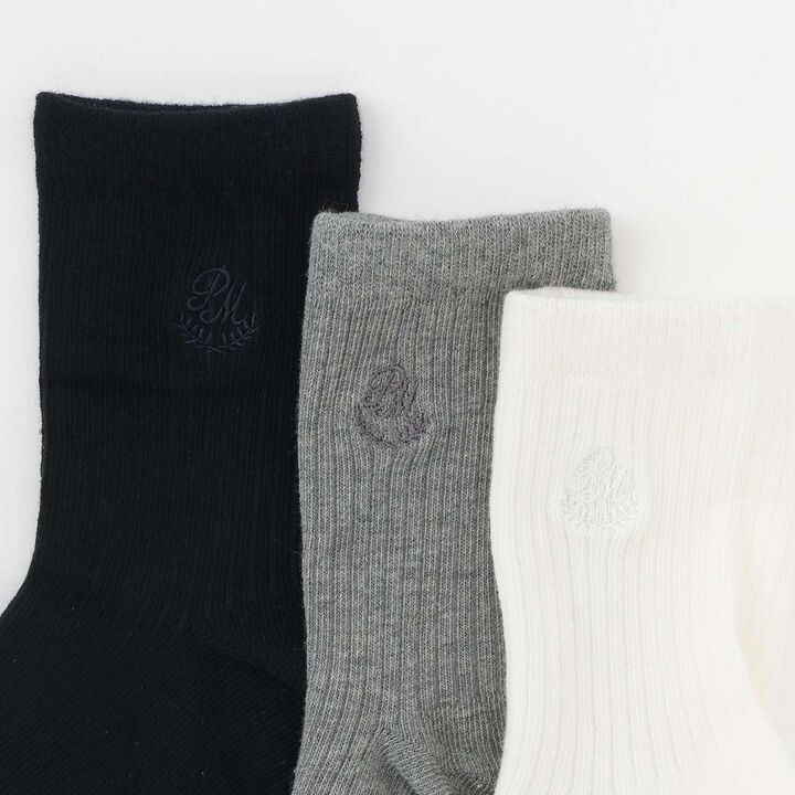 Embroidered Crew Socks,Navy, medium image number 1