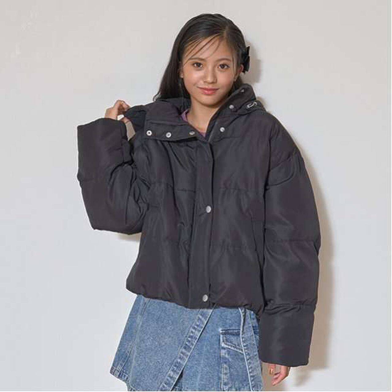 Puffy Short Jacket,Black, large image number 9