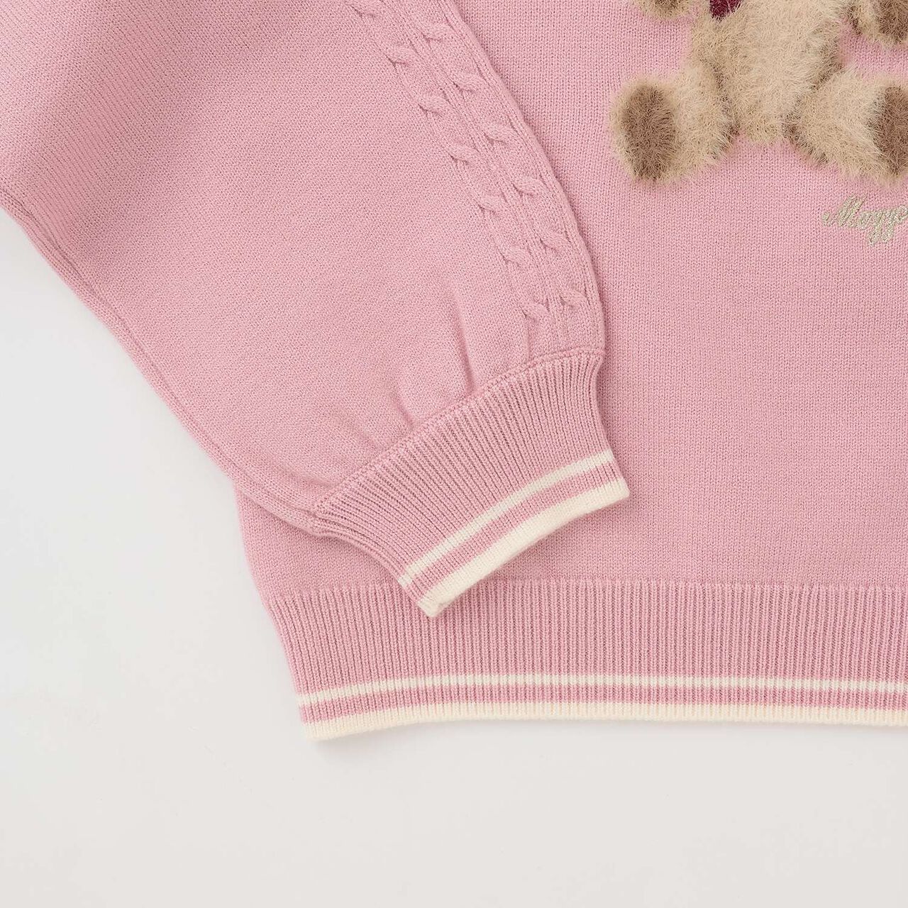 [Popular Item Restocked] [Not Available at Physical Stores] Teddy Bear Knit Pullover,Pink, large image number 3