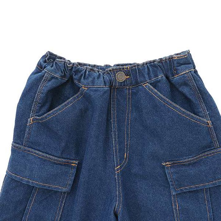 [SKIT0LY] Cool Sensation Denim Half Cargo Pants,Deep blue, medium image number 2