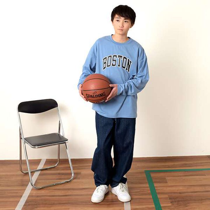 Jersey Logo Print Long-Sleeve T-Shirt,Blue, medium image number 1