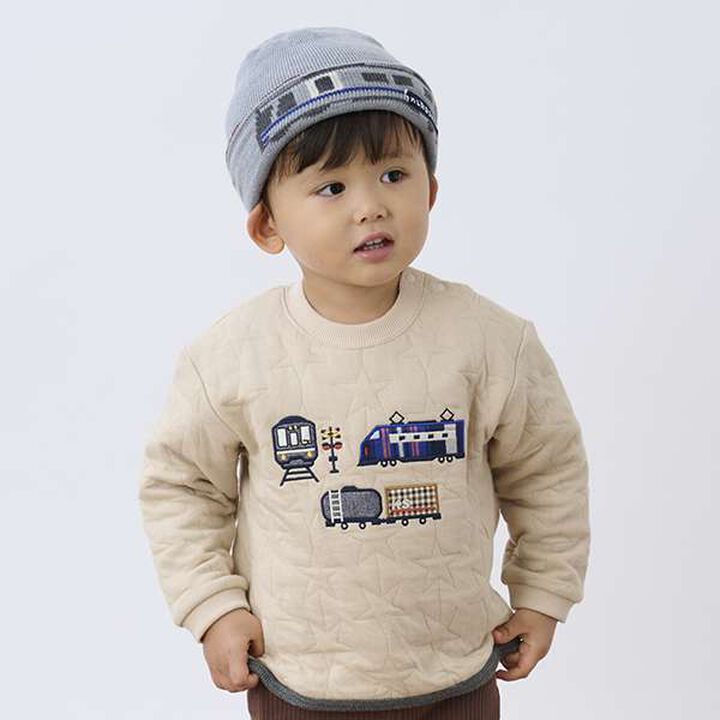 Train Appliqu&eacute; Star Quilted Sweatshirt,Light beige, medium image number 0