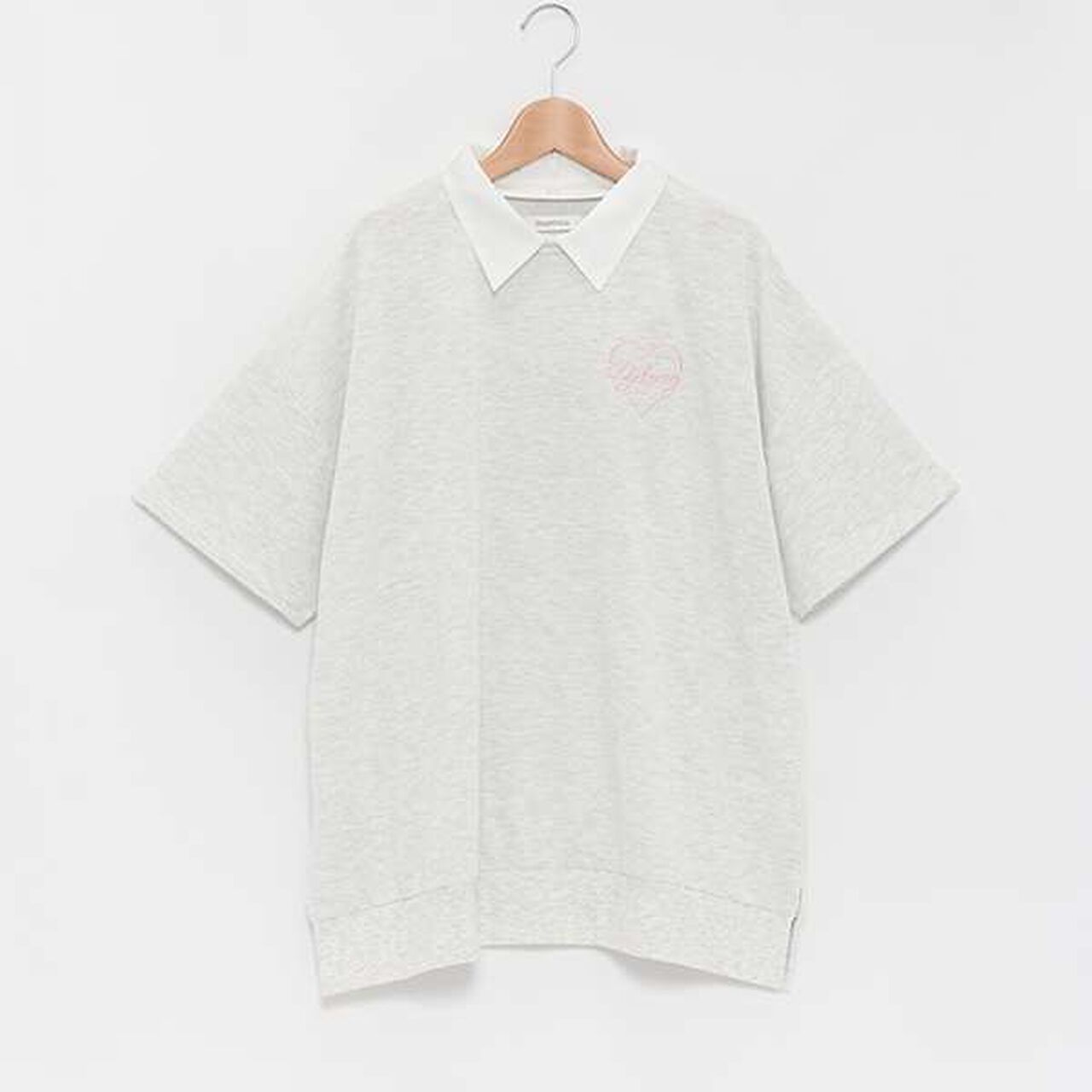 Big Heart Collar T-Shirt,Charcoal gray, large image number 6