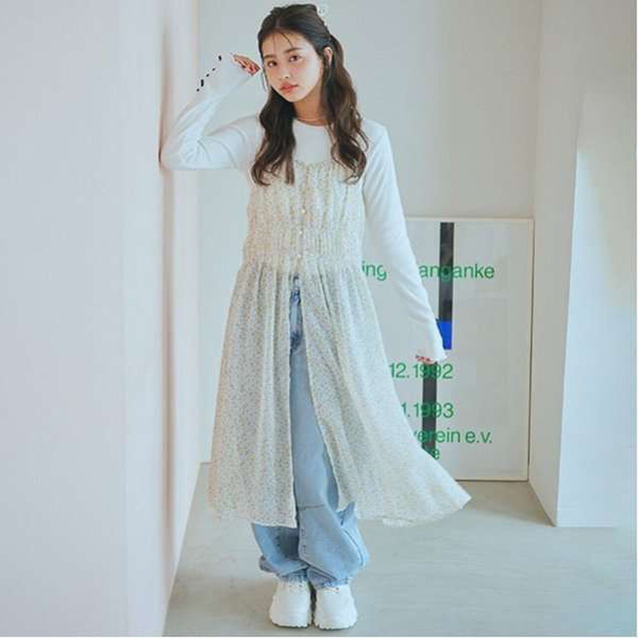 Floral Print Camisole One-Piece Dress,Black, large image number 12