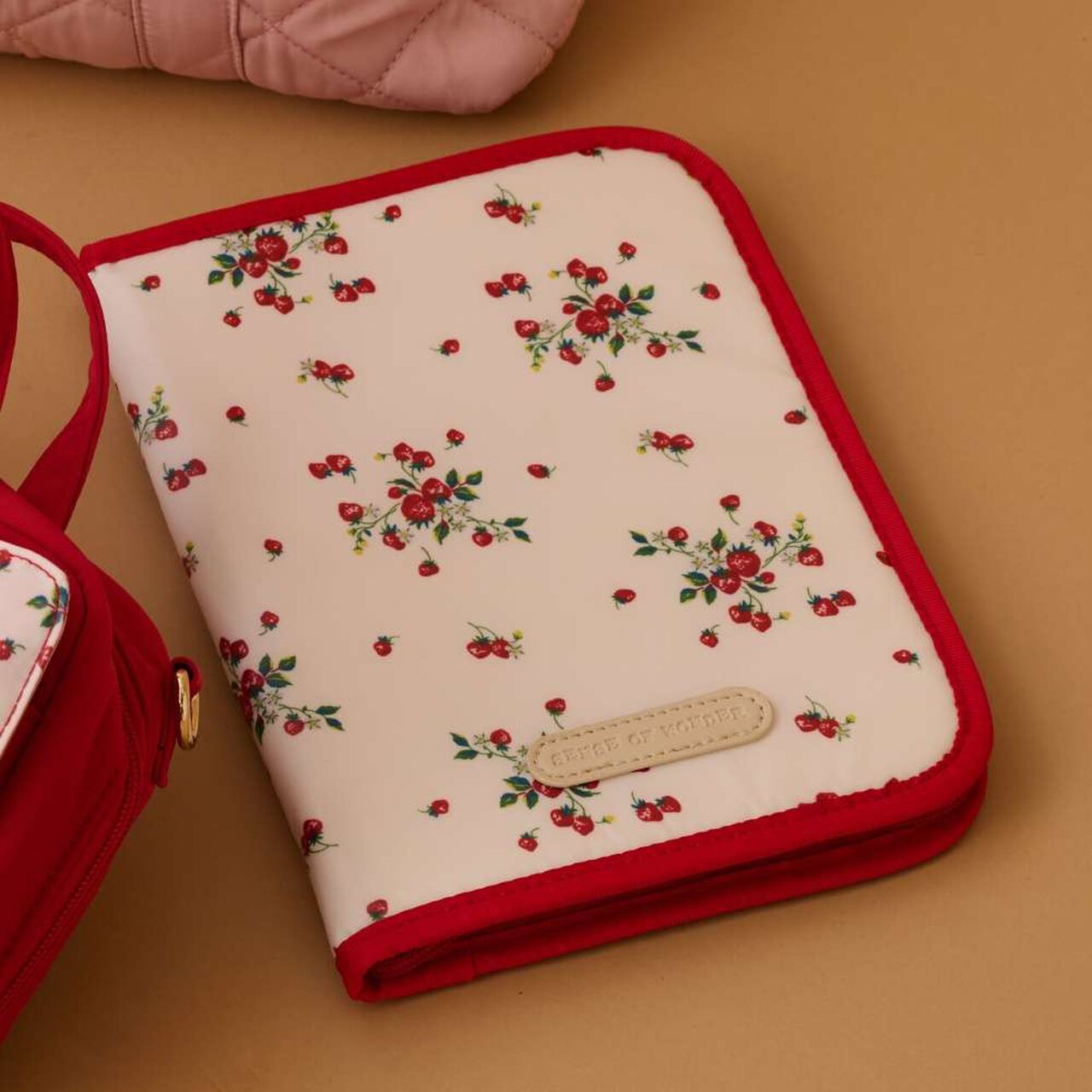 Wild Strawberry Mother-Child Health Record Case,Pearl white, large image number 0
