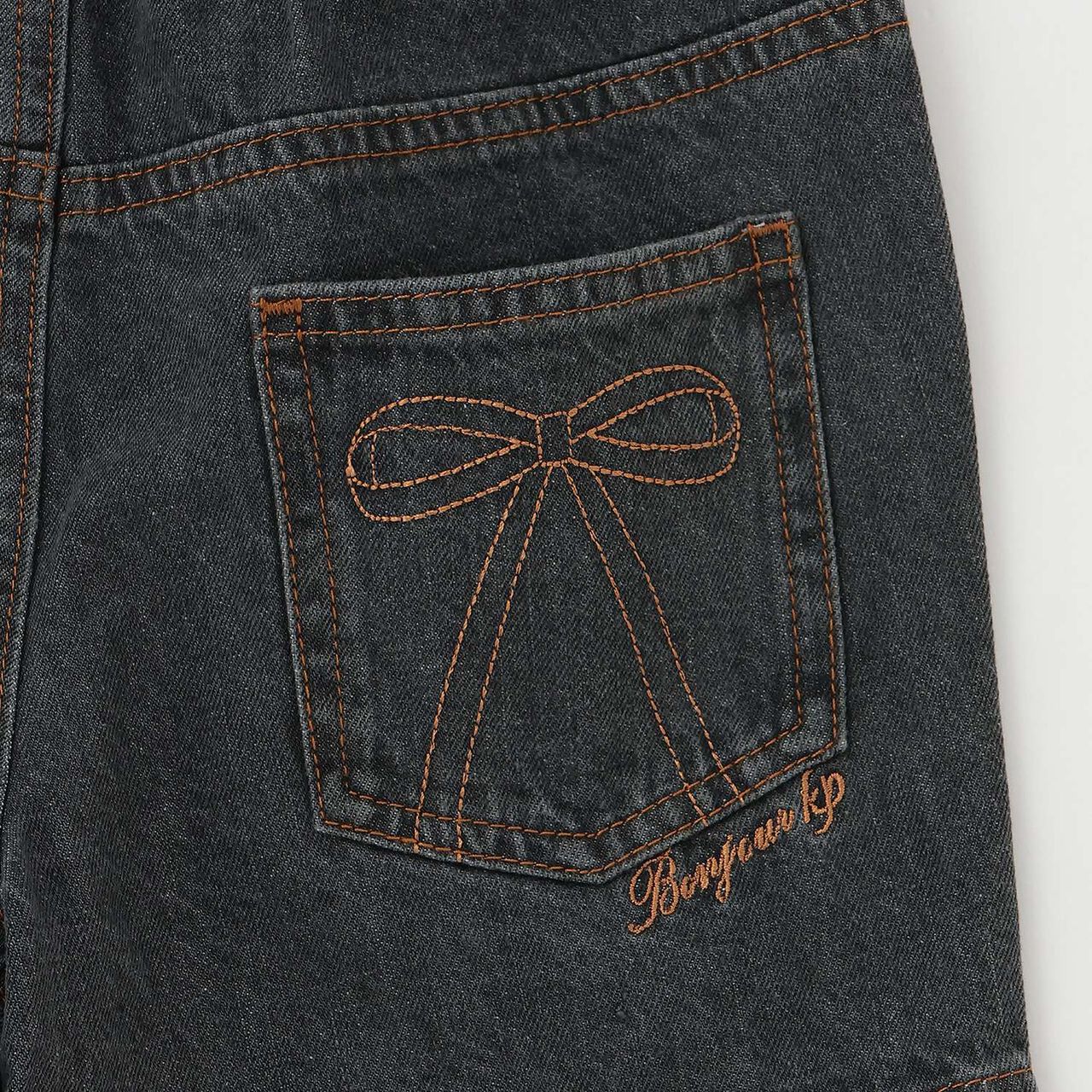 Rhinestone Denim Shorts,Navy, large image number 6