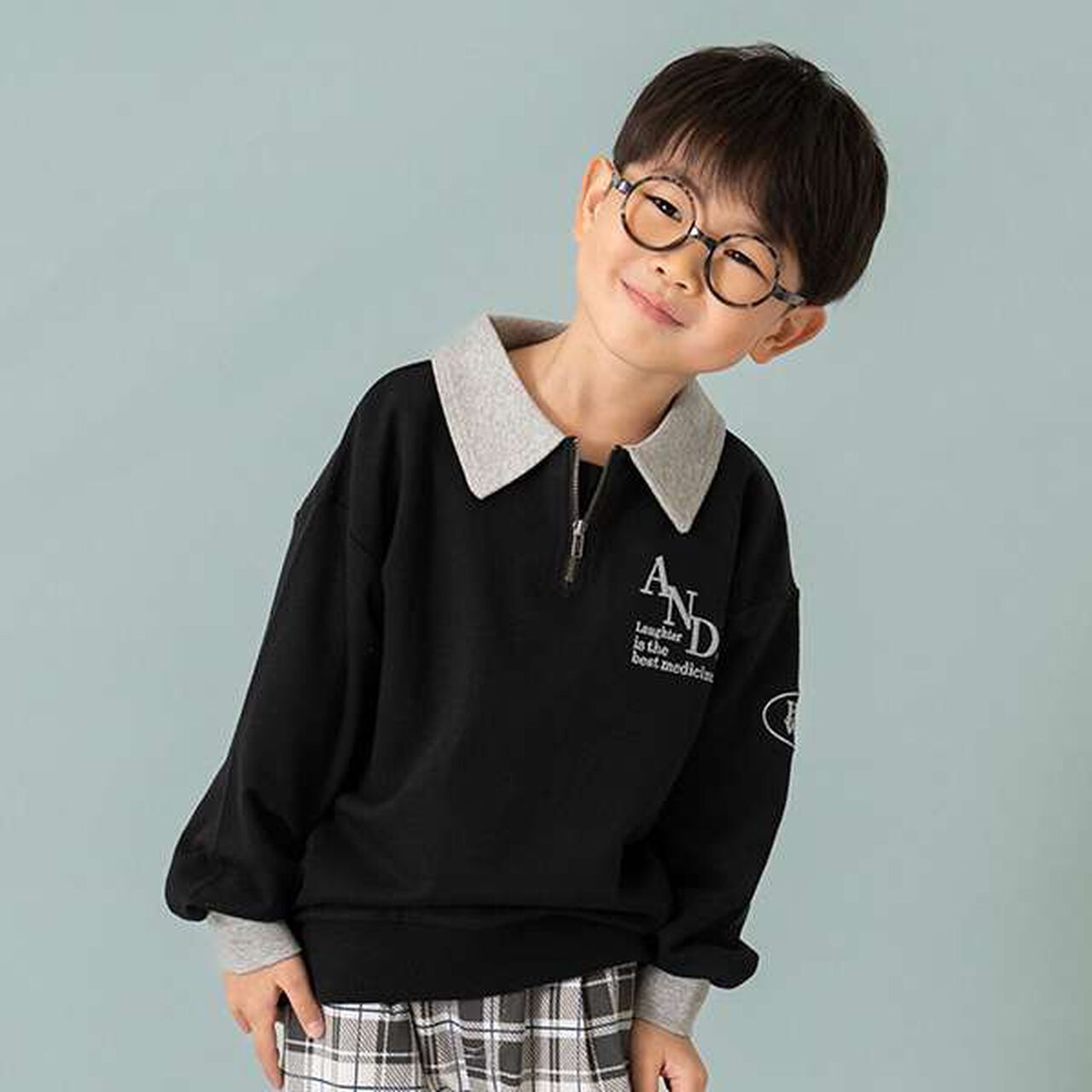 Half-Zip Wide Sweatshirt,Blue, large image number 24