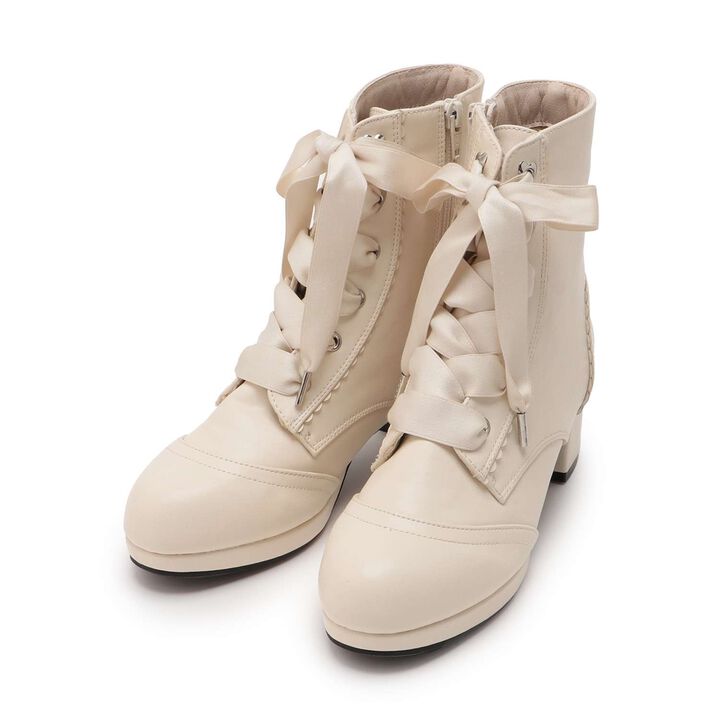 Satin Ribbon Scallop Short Boots,, medium